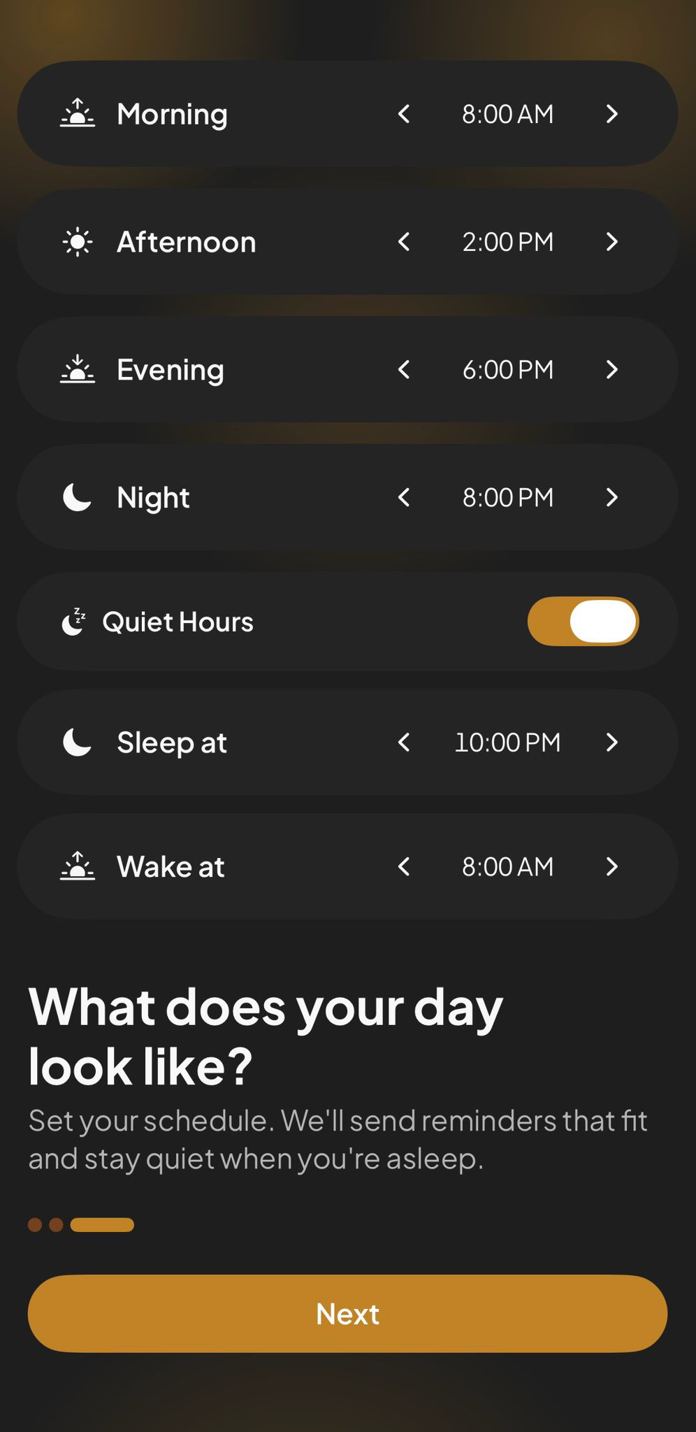 Schedule setup